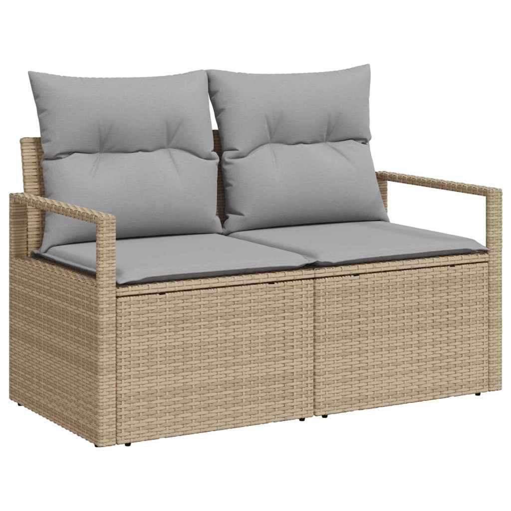 Garten-Sofa-Set mit Speicher 10 pcs Beige Poly Rattan